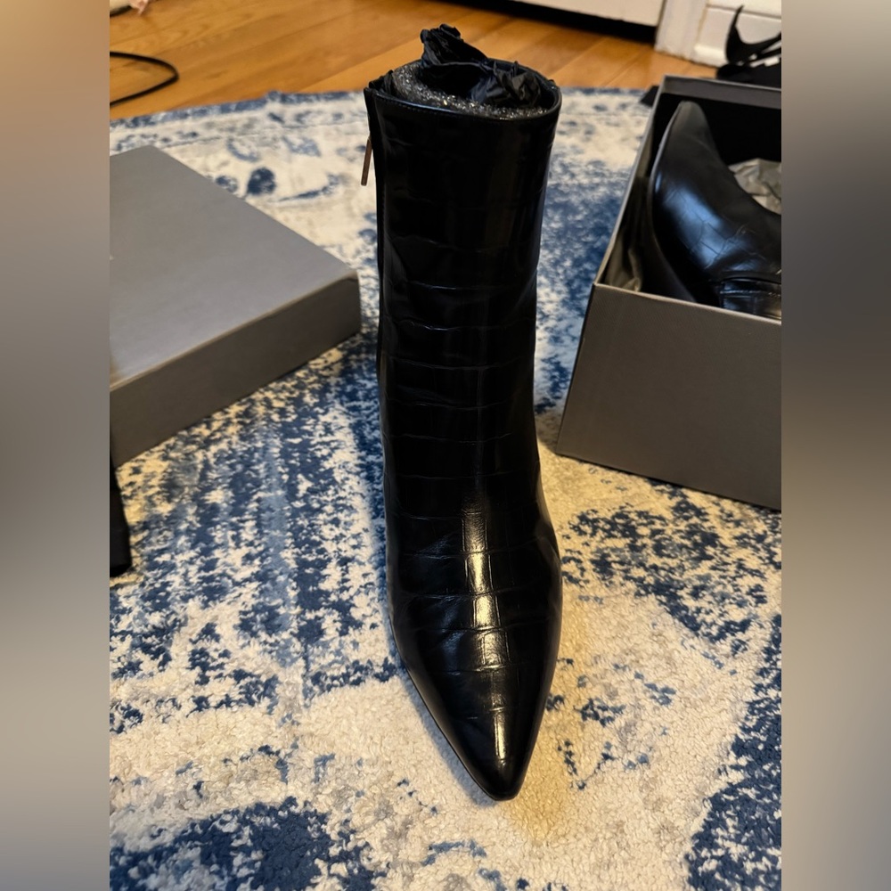 Thursday Boot Company Luna Black Croc-Embossed Ankle Boots - Picture 6 of 6